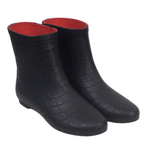 Carlo Pazolini Women's Round Toe Lined Rubber Pull On Ankle Rain Boot Black 8